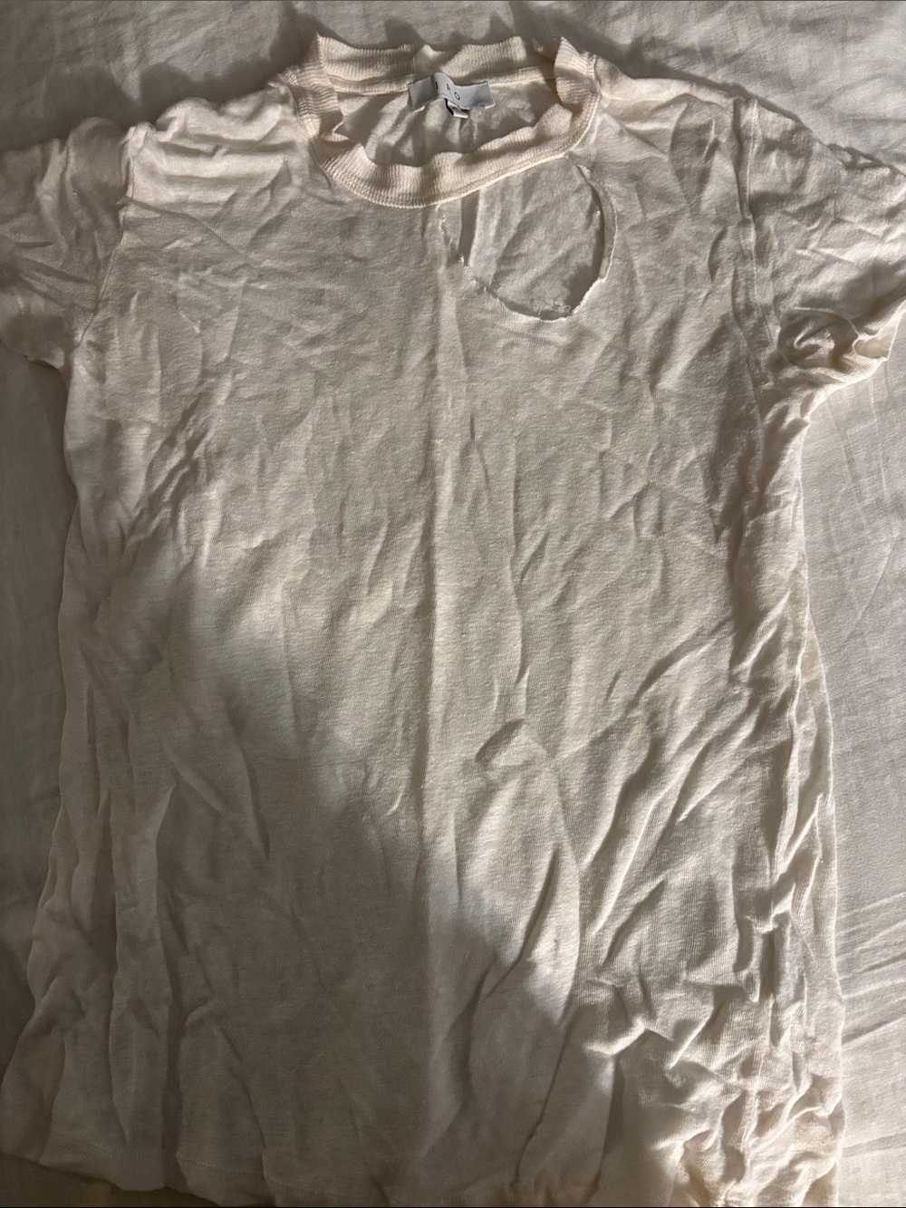 IRO Distressed Cream Short-Sleeve T-Shirt